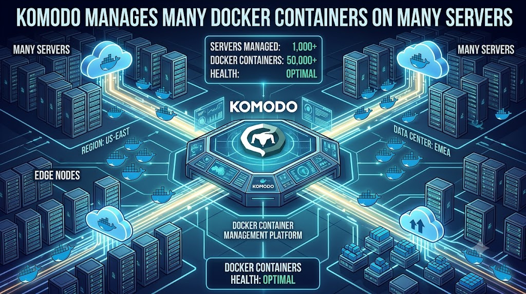 Komodo manages many Docker containers on many servers